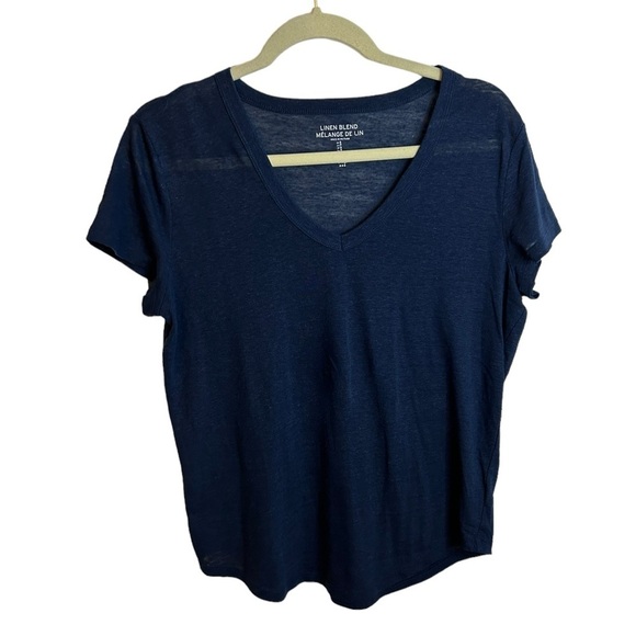 GAP NAVY BLUE WOMENS LINEN TEE - Picture 1 of 3